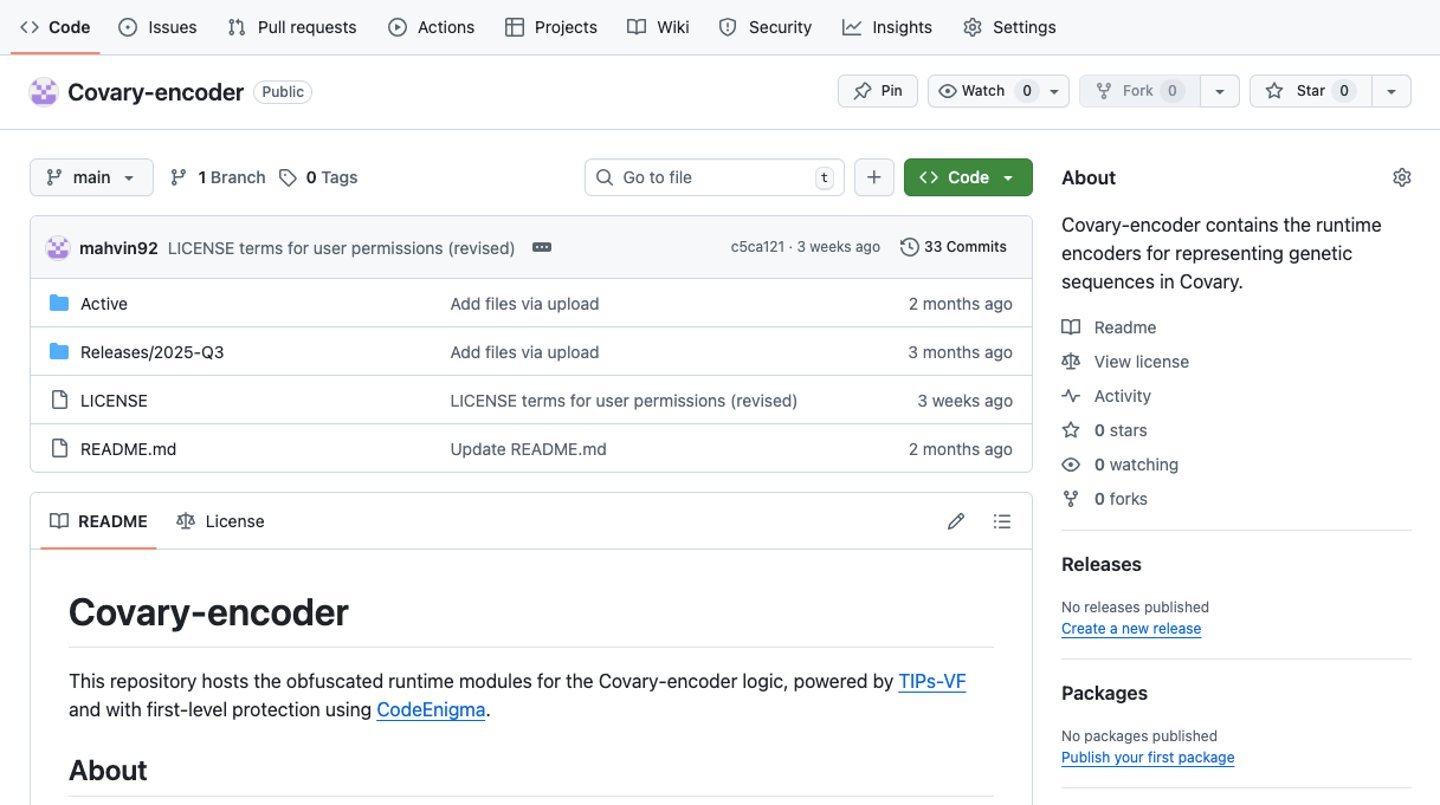 Covary-encoder toolkit screenshot